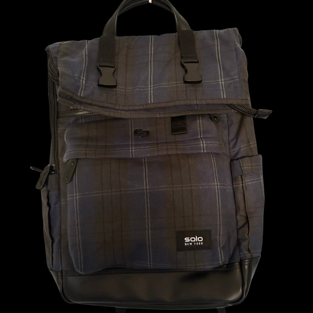 Solo New York Navy & Grey Plaid Backpack - Picture 2 of 5